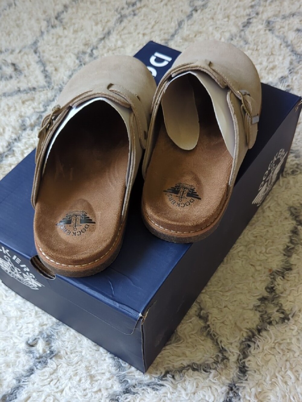NIB- Dockers Taupe Bircham Suede Slip-On Clog with Buckle Accent - Picture 3 of 6